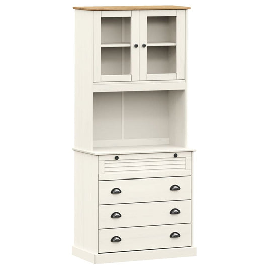 vidaXL Βιτρίνα VIGO Λευκή 80 x 40 x 176 εκ. από Μασίφ Ξύλο Πεύκου