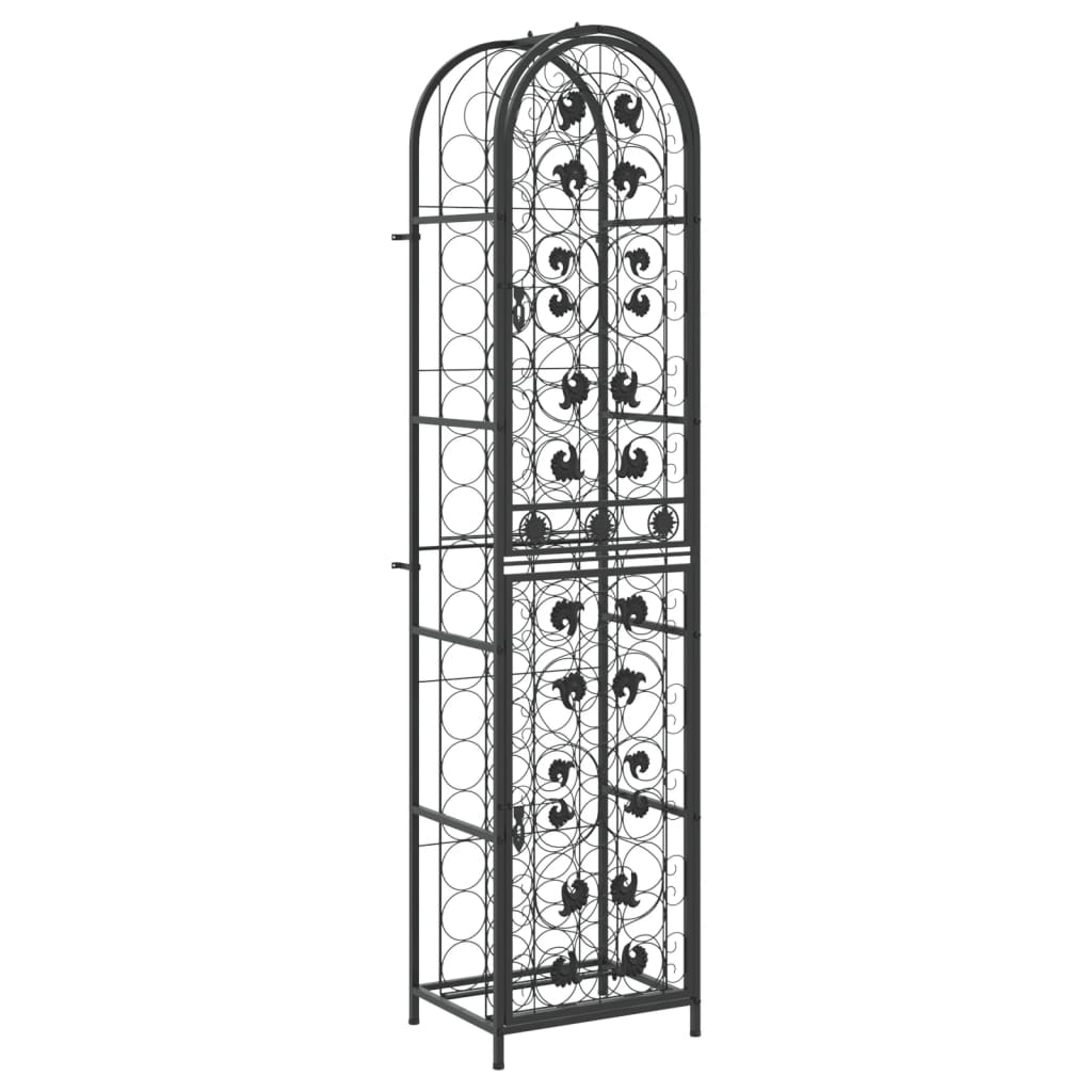 vidaXL Ραφιέρα Κρασιών 73 Μπουκ. Μαύρη 45x36x200 εκ. Σφυρήλατο Σίδερο