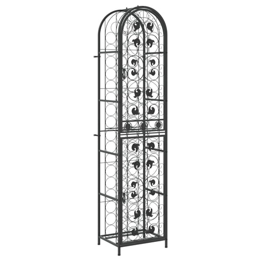 vidaXL Ραφιέρα Κρασιών 73 Μπουκ. Μαύρη 45x36x200 εκ. Σφυρήλατο Σίδερο
