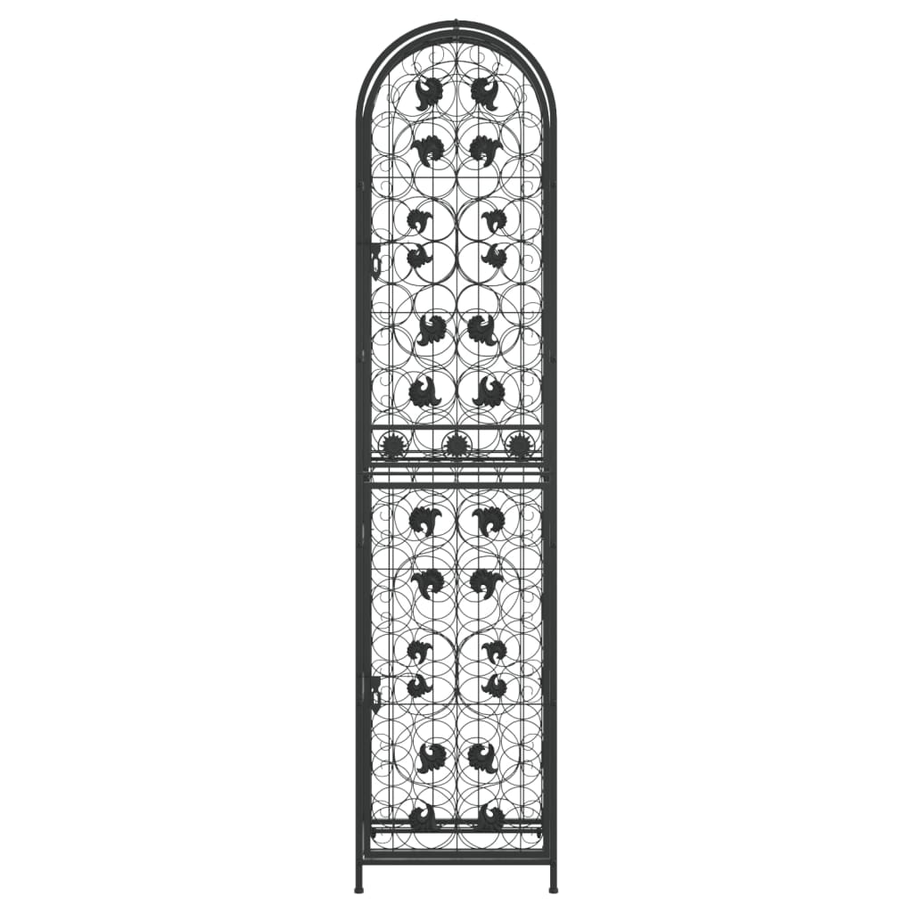 vidaXL Ραφιέρα Κρασιών 73 Μπουκ. Μαύρη 45x36x200 εκ. Σφυρήλατο Σίδερο