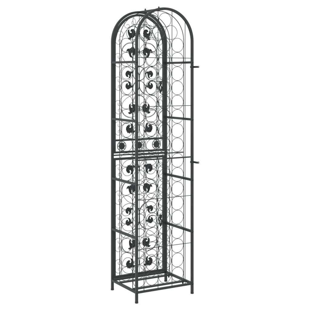 vidaXL Ραφιέρα Κρασιών 73 Μπουκ. Μαύρη 45x36x200 εκ. Σφυρήλατο Σίδερο