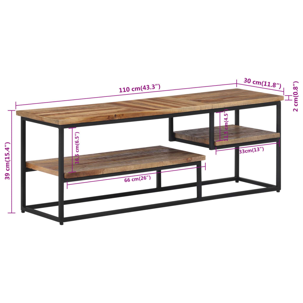 vidaXL Έπιπλο Τηλεόρασης 110 x 30 x 39 εκ. από Μασίφ Ανακυκλωμένο Teak