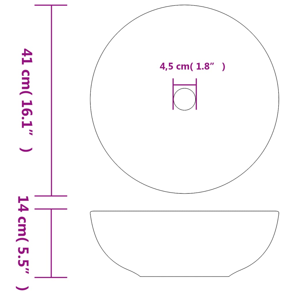 vidaXL Νιπτήρας Λευκός και Κίτρινος Ø41x14 εκ. Κεραμικός
