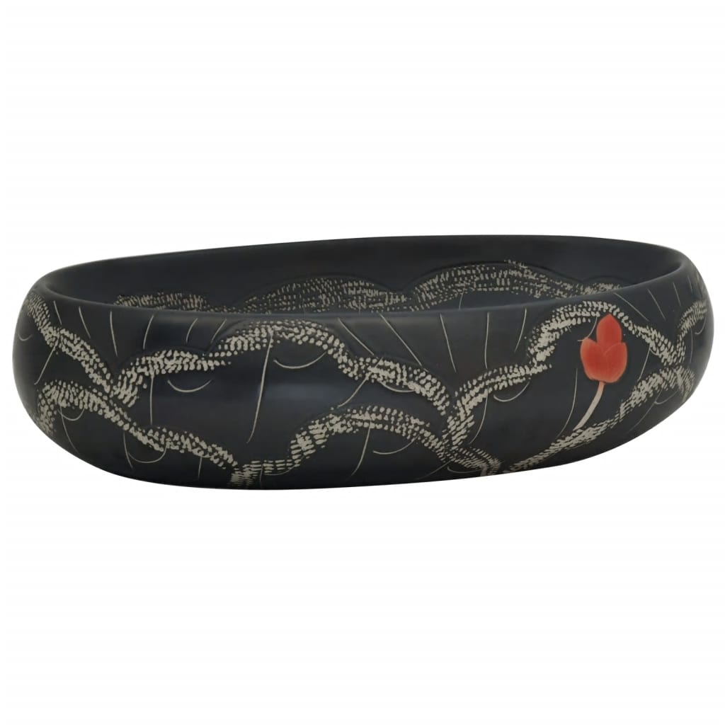 vidaXL Νιπτήρας Οβάλ Μαύρος 59 x 40 x 15 εκ. Κεραμικός