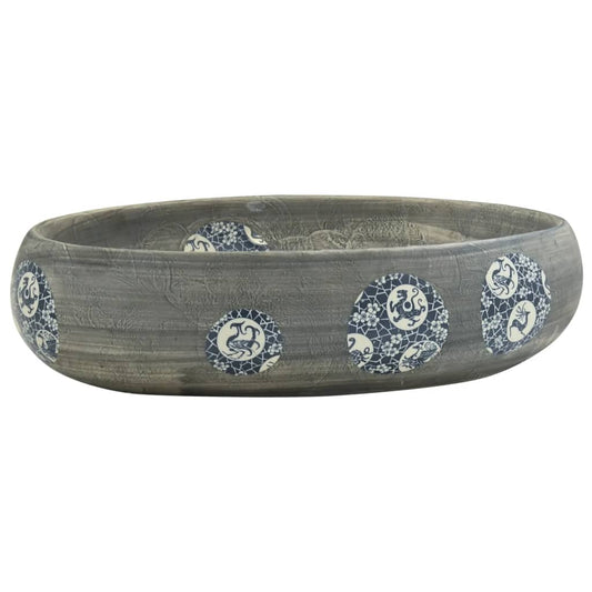 vidaXL Νιπτήρας Οβάλ Γκρι 59 x 40 x 15 εκ. Κεραμικός