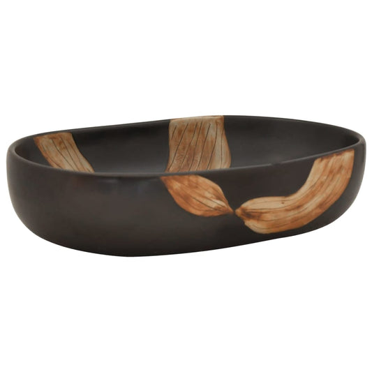 vidaXL Νιπτήρας Οβάλ Μαύρος 59x40x14 εκ. Κεραμικός