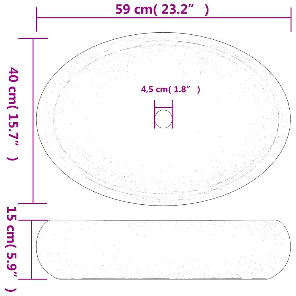 vidaXL Νιπτήρας Οβάλ Λευκός και Χρυσός 59 x 40 x 15 εκ. Κεραμικός