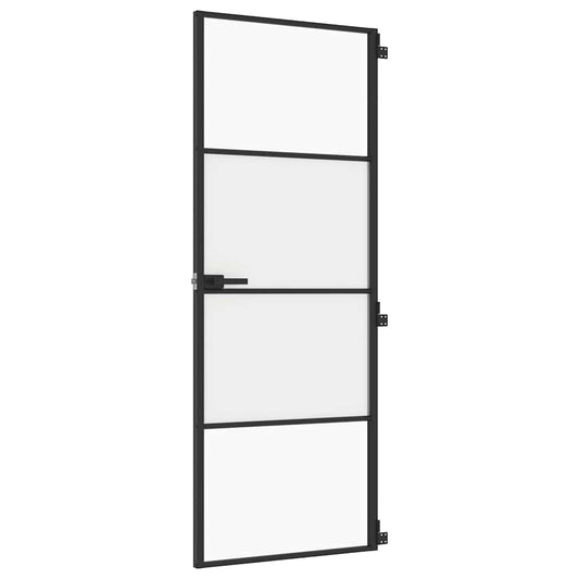 vidaXL Εσωτερική Πόρτα Μαύρη 76x201,5 εκ. Ψημένο Γυαλί και Αλουμίνιο
