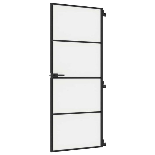 vidaXL Εσωτερική Πόρτα Μαύρη 83 x 201,5 εκ. Ψημένο Γυαλί & Αλουμίνιο