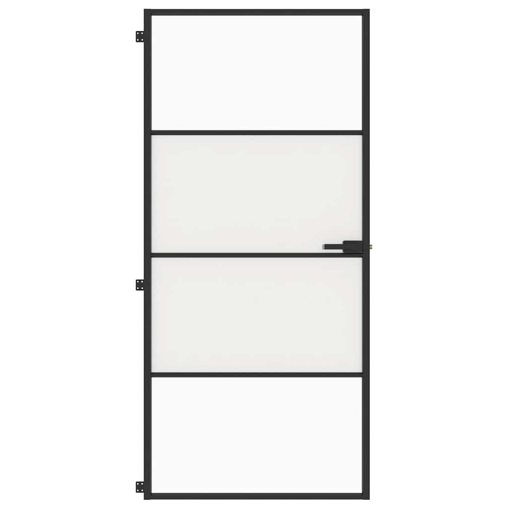 vidaXL Εσωτερική Πόρτα Μαύρη 93 x 201,5 εκ. Ψημένο Γυαλί & Αλουμίνιο