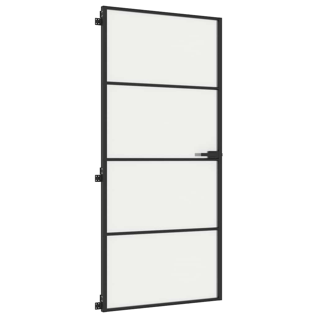 vidaXL Εσωτερική Πόρτα Μαύρη 93 x 201,5 εκ. Ψημένο Γυαλί & Αλουμίνιο