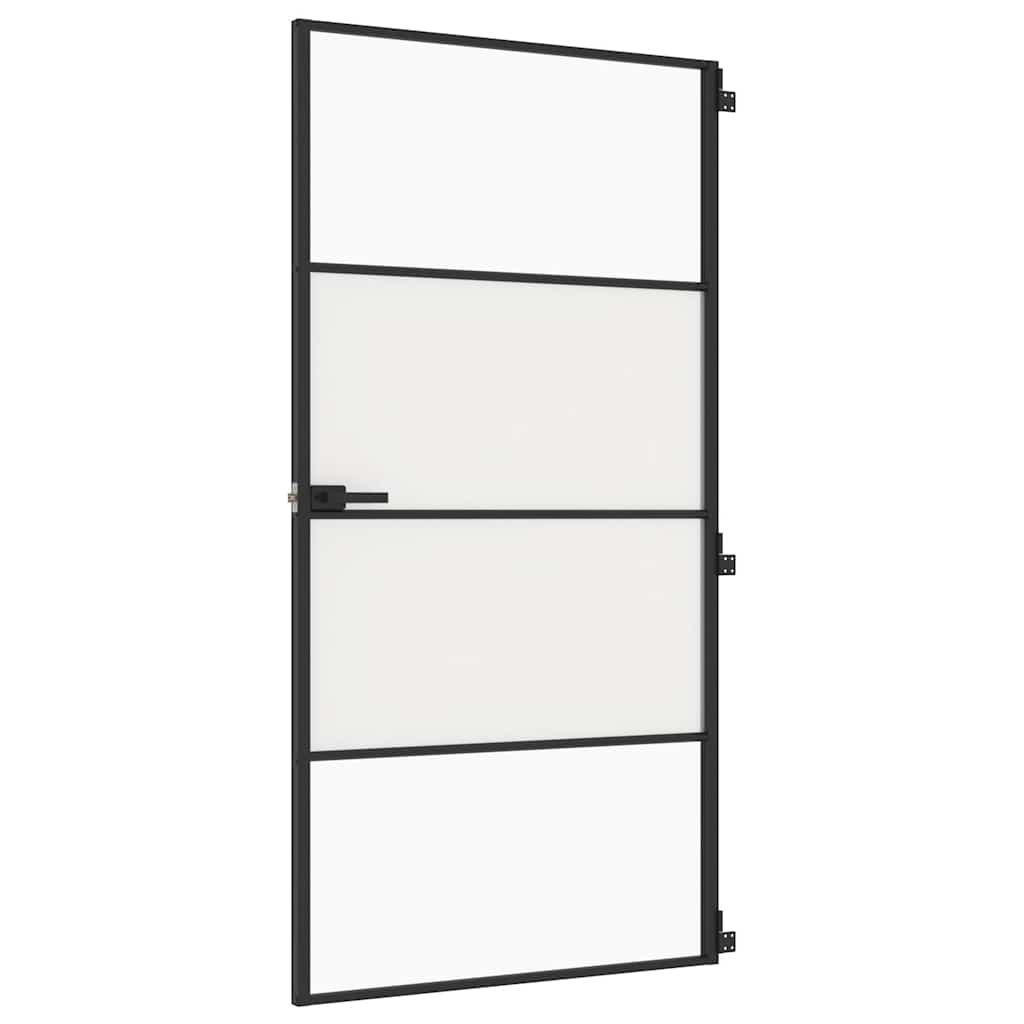 vidaXL Εσωτερική Πόρτα Μαύρη 102,5x201,5 εκ. Ψημένο Γυαλί & Αλουμίνιο