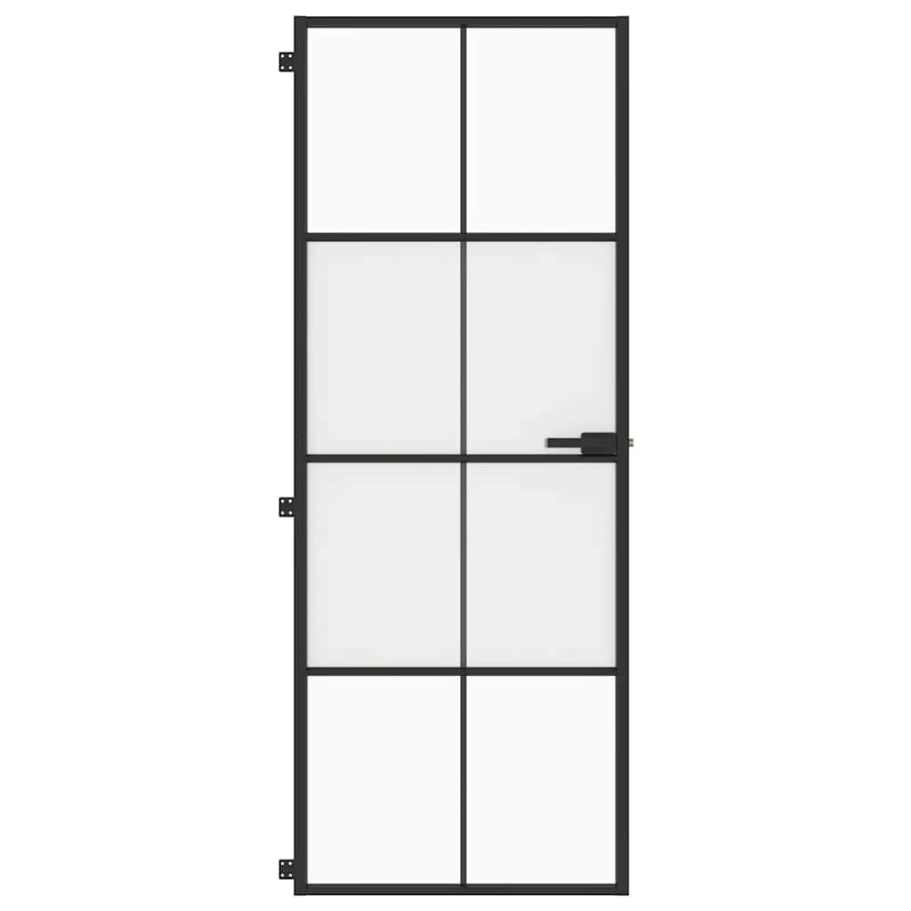 vidaXL Εσωτερική Πόρτα Μαύρη 76x201,5 εκ. Ψημένο Γυαλί και Αλουμίνιο