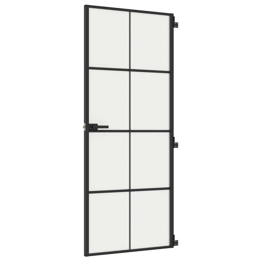 vidaXL Εσωτερική Πόρτα Μαύρη 83 x 201,5 εκ. Ψημένο Γυαλί & Αλουμίνιο