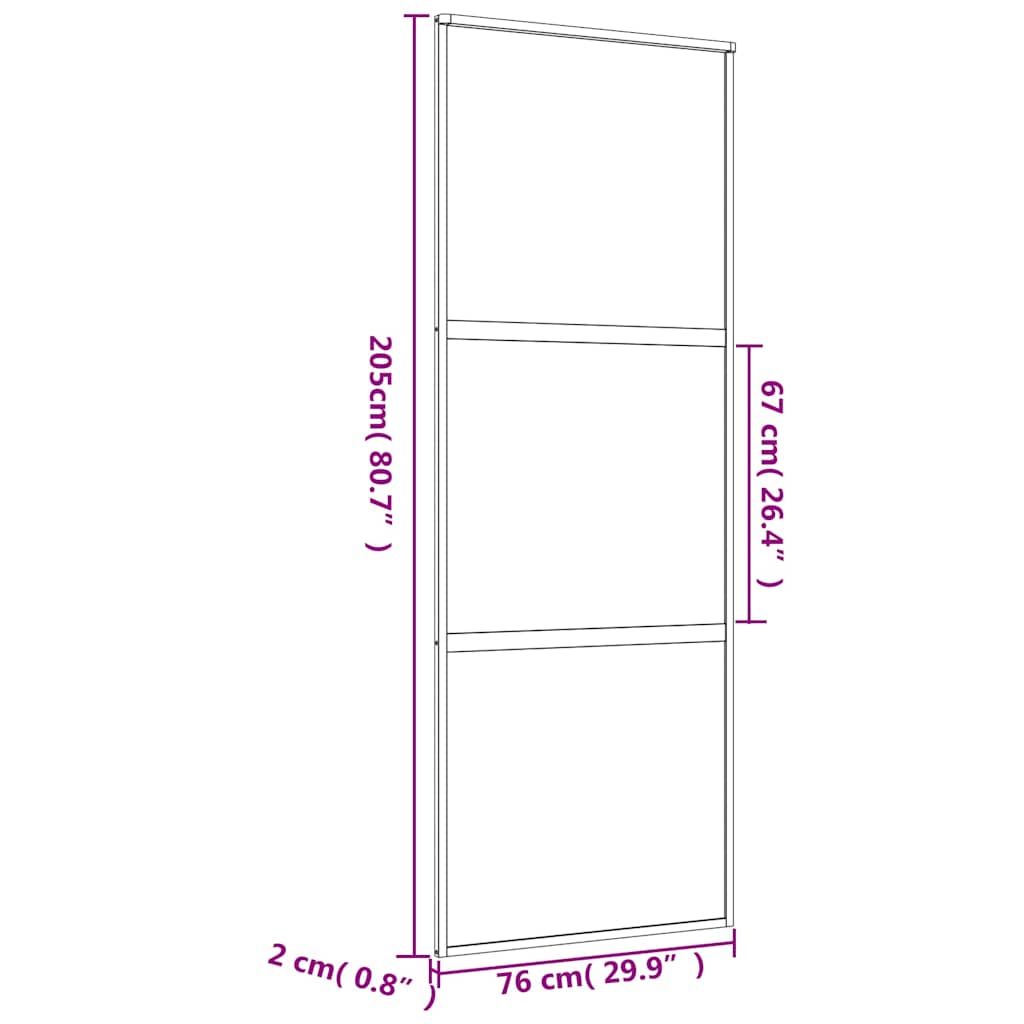 vidaXL Συρόμενη Πόρτα Χρυσή 76 x 205 εκ. από Γυαλί ESG και Αλουμίνιο