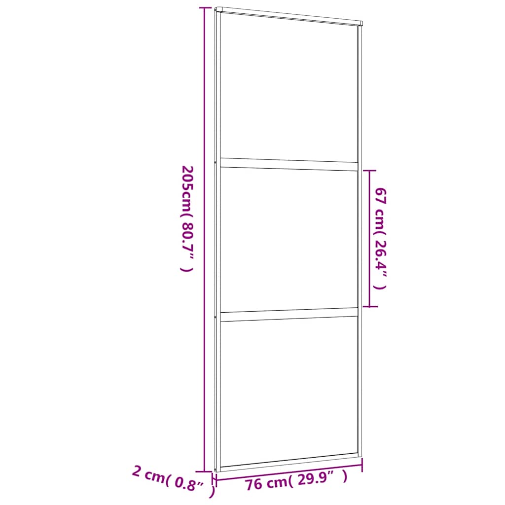 vidaXL Συρόμενη Πόρτα Χρυσή 76x205 εκ. από Αμμοβολή ESG και Αλουμίνιο