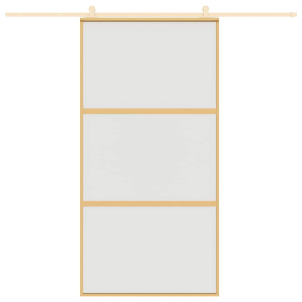 vidaXL Συρόμενη Πόρτα Χρυσή 102,5x205 εκ. Αμμοβολή ESG Γυαλί/Αλουμίνιο