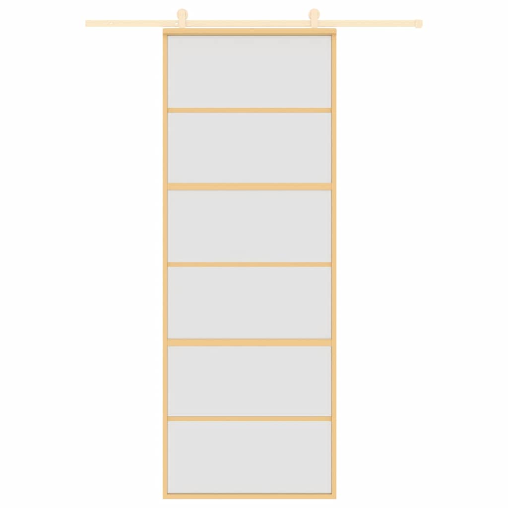 vidaXL Συρόμενη Πόρτα Χρυσή 76x205 εκ. από Αμμοβολή ESG και Αλουμίνιο