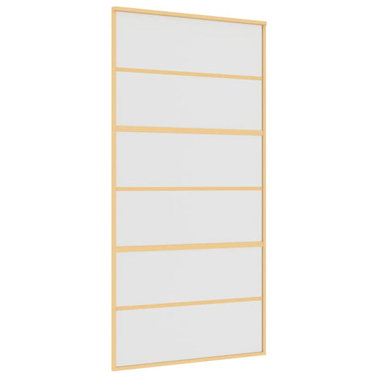 vidaXL Συρόμενη Πόρτα Χρυσή 102,5x205 εκ. Αμμοβολή ESG Γυαλί/Αλουμίνιο
