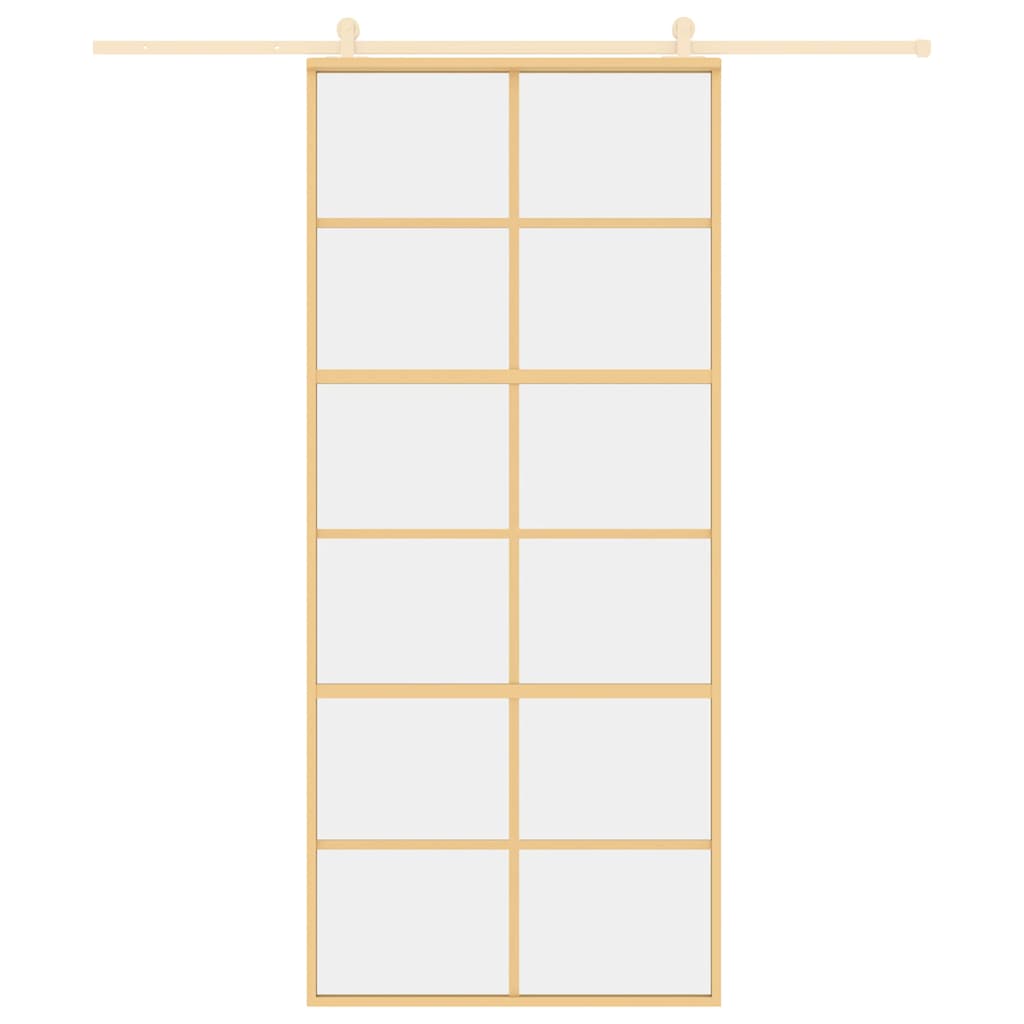 vidaXL Συρόμενη Πόρτα Χρυσή 90 x 205 εκ. από Γυαλί ESG και Αλουμίνιο