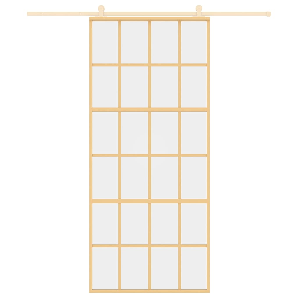 vidaXL Συρόμενη Πόρτα Χρυσή 90 x 205 εκ. από Γυαλί ESG και Αλουμίνιο