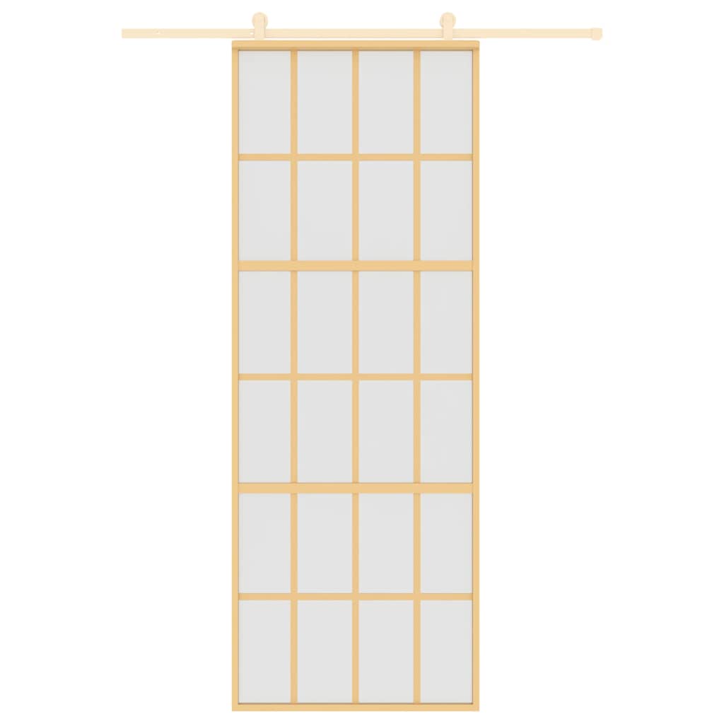 vidaXL Συρόμενη Πόρτα Χρυσή 76x205 εκ. από Αμμοβολή ESG και Αλουμίνιο