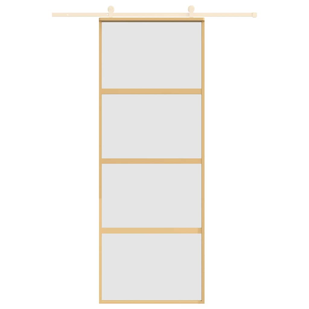vidaXL Συρόμενη Πόρτα Χρυσή 76x205 εκ. από Αμμοβολή ESG και Αλουμίνιο
