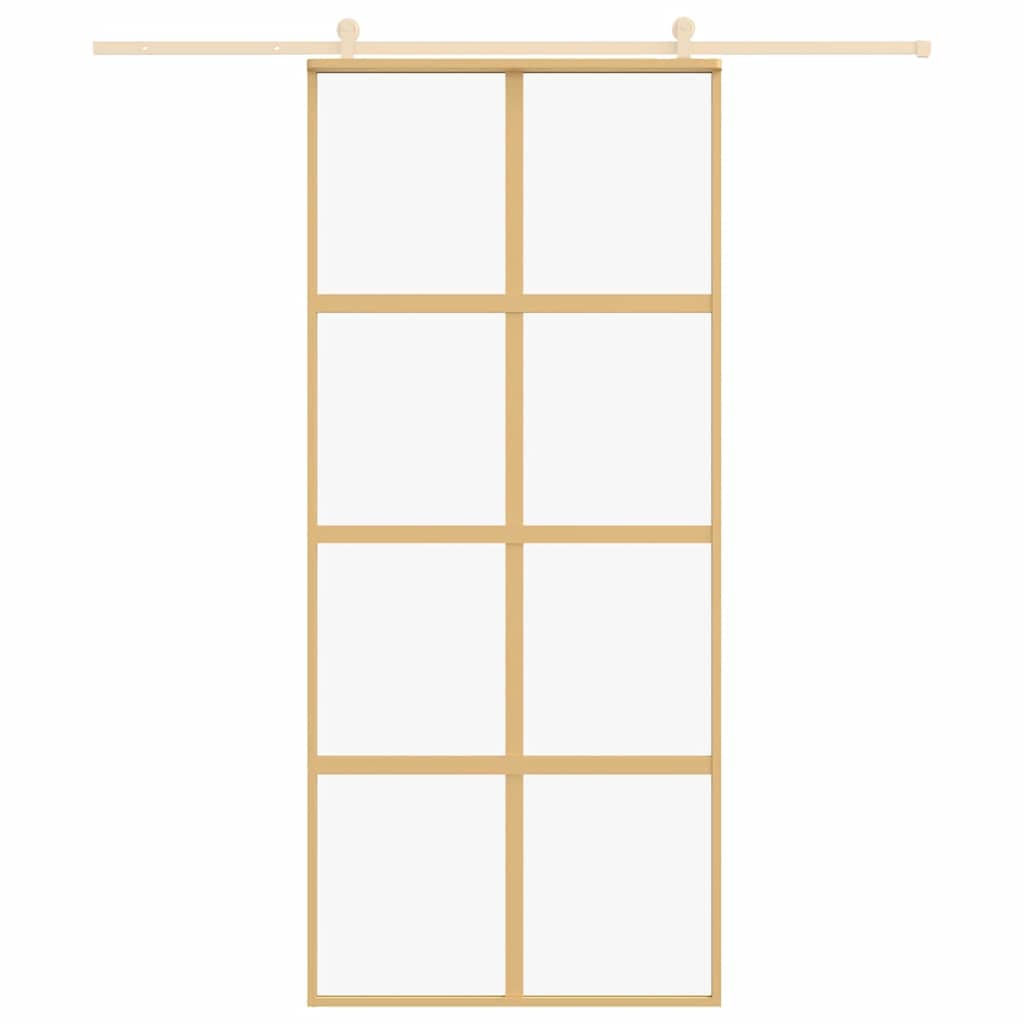 vidaXL Συρόμενη Πόρτα Χρυσή 90 x 205 εκ. από Γυαλί ESG και Αλουμίνιο