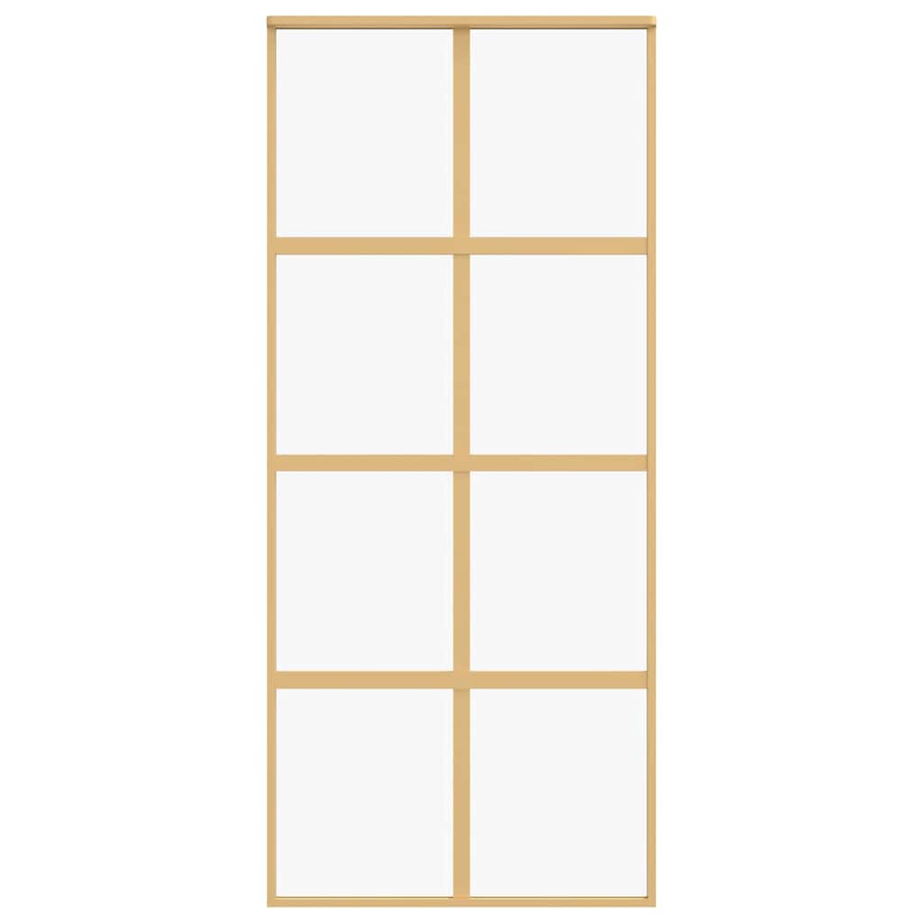 vidaXL Συρόμενη Πόρτα Χρυσή 90 x 205 εκ. από Γυαλί ESG και Αλουμίνιο