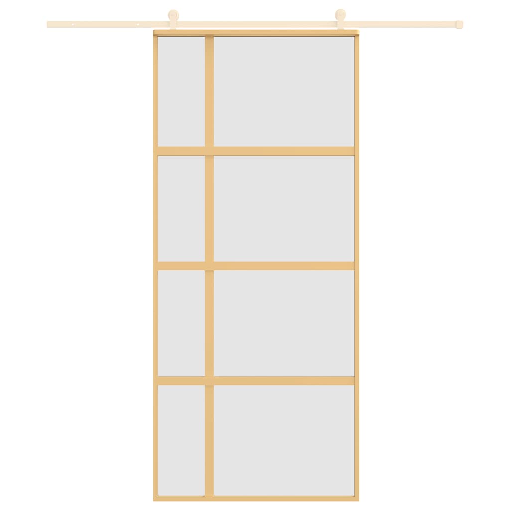 vidaXL Συρόμενη Πόρτα Χρυσή 90x205 εκ. Αμμοβολή ESG Γυαλί/Αλουμίνιο