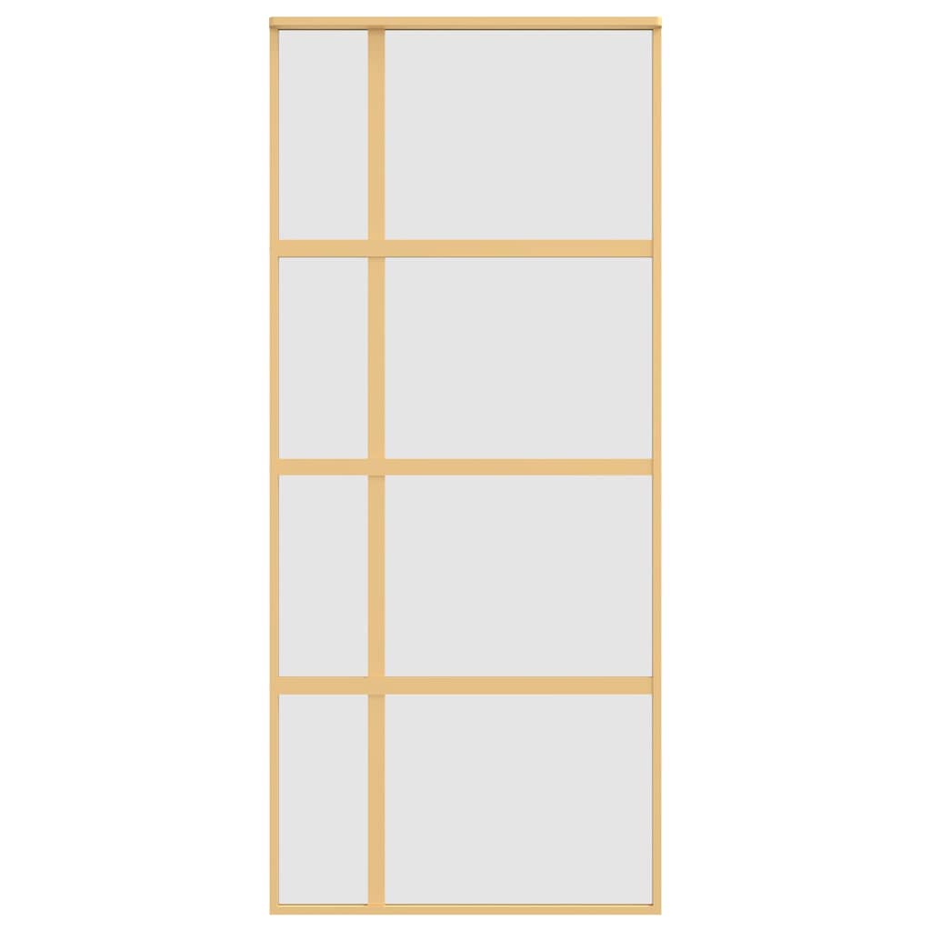 vidaXL Συρόμενη Πόρτα Χρυσή 90x205 εκ. Αμμοβολή ESG Γυαλί/Αλουμίνιο