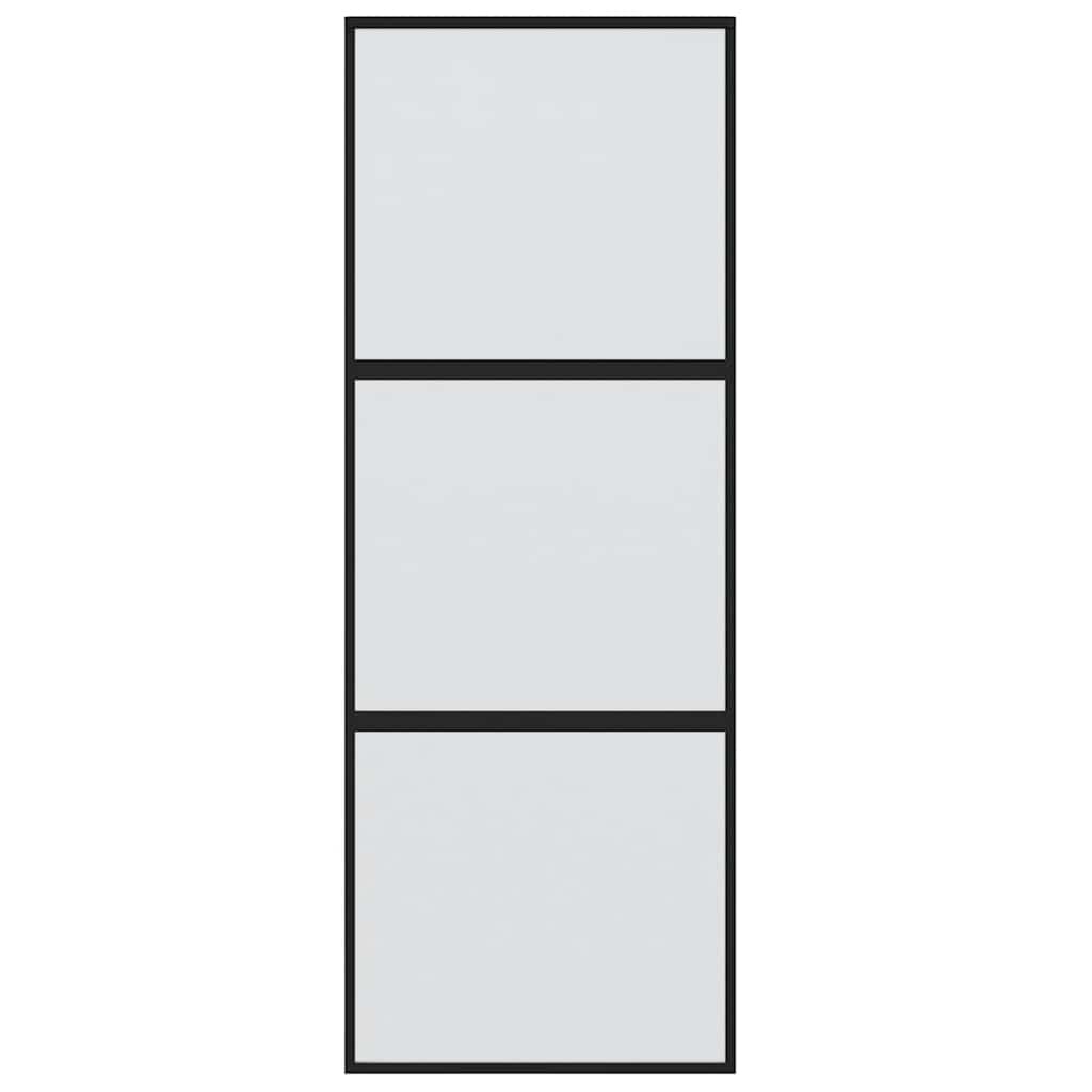 vidaXL Συρόμενη Πόρτα Μαύρη 76 x 205 εκ. από Ψημένο Γυαλί / Αλουμίνιο