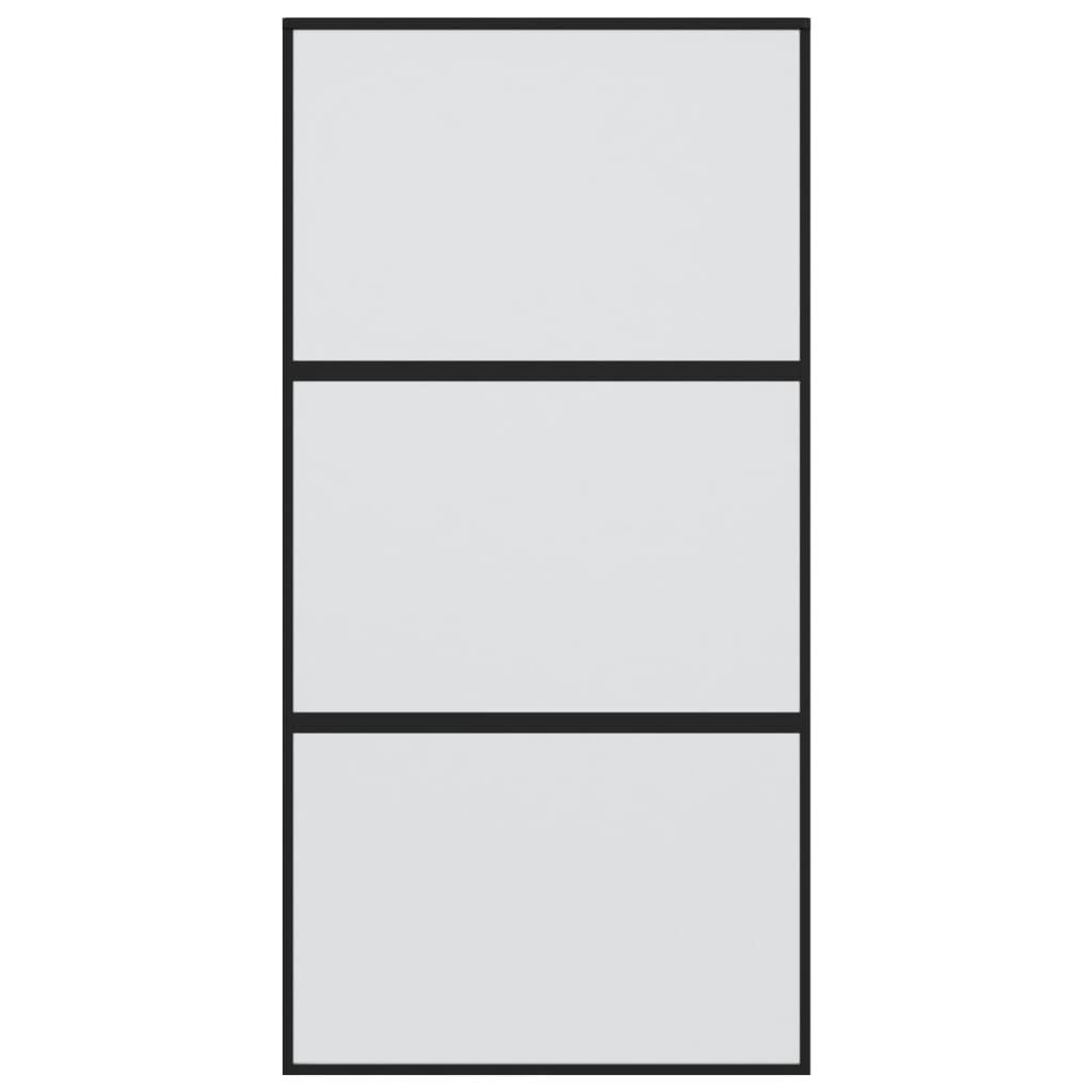 vidaXL Συρόμενη Πόρτα Μαύρη 102,5 x 205 εκ. από Ψημένο Γυαλί/Αλουμίνιο