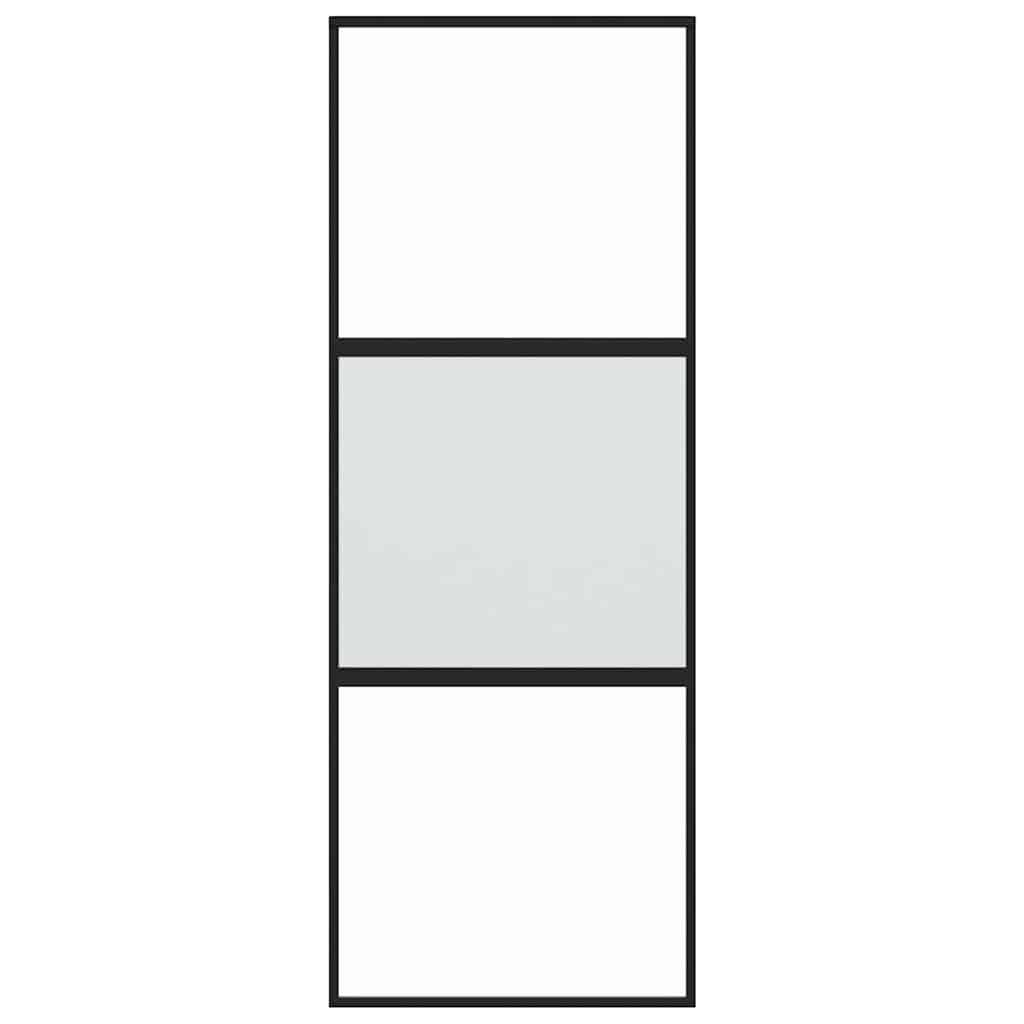 vidaXL Συρόμενη Πόρτα Μαύρη 76 x 205 εκ. από Ψημένο Γυαλί / Αλουμίνιο