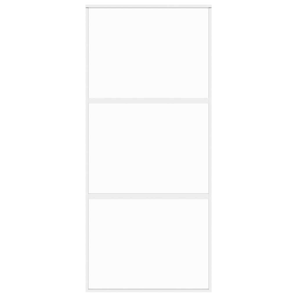 vidaXL Συρόμενη Πόρτα Λευκή 90 x 205 εκ. από Ψημένο Γυαλί & Αλουμίνιο