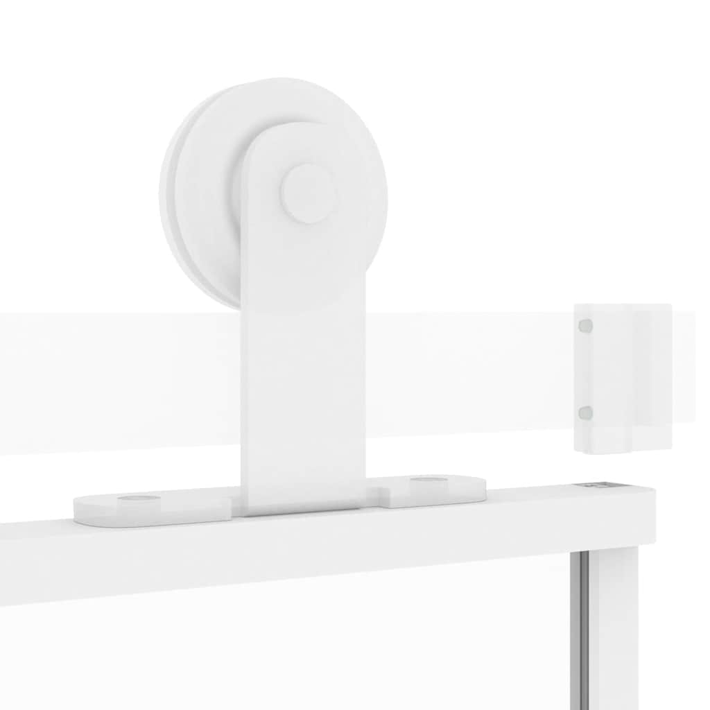 vidaXL Συρόμενη Πόρτα Λευκή 90 x 205 εκ. από Ψημένο Γυαλί & Αλουμίνιο