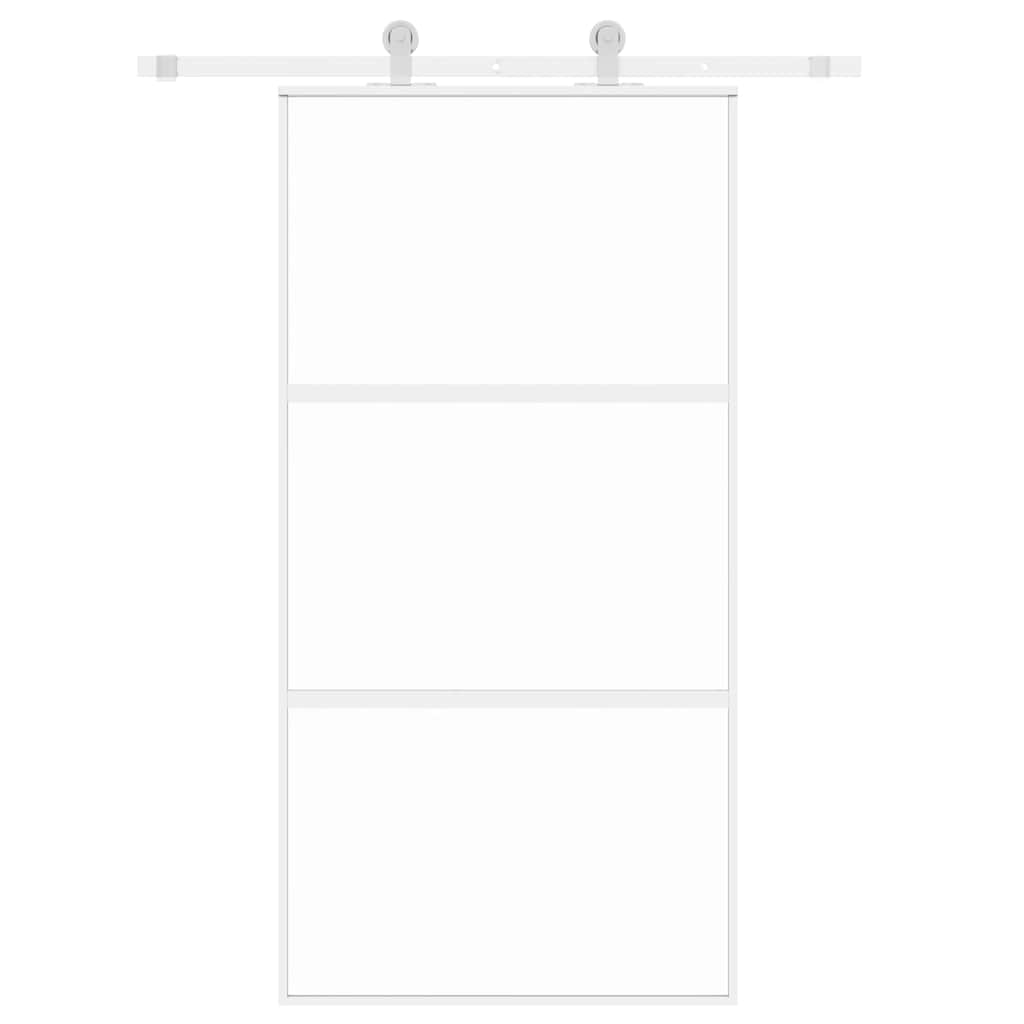 vidaXL Συρόμενη Πόρτα Λευκή 102,5 x 205 εκ. από Ψημένο Γυαλί/Αλουμίνιο