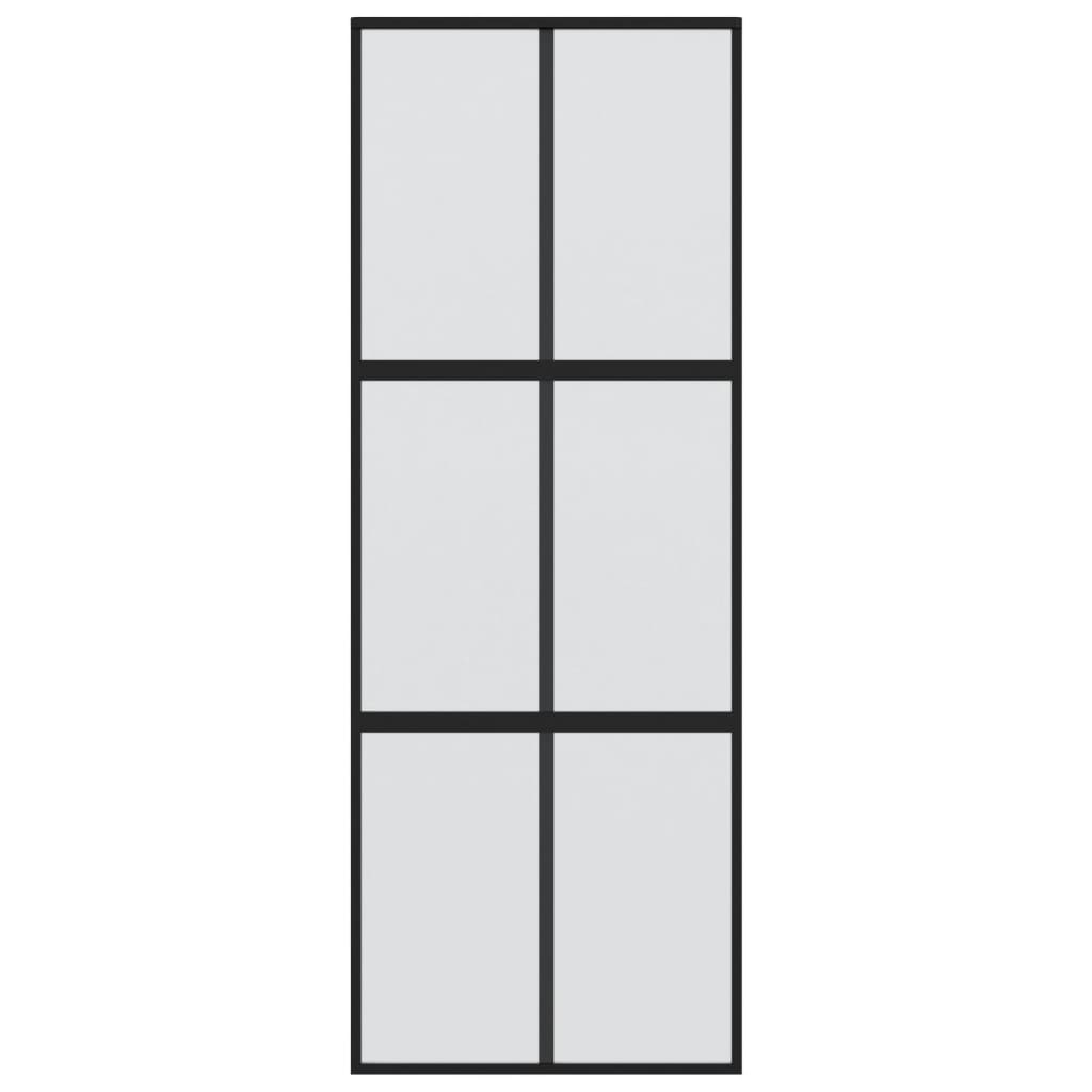 vidaXL Συρόμενη Πόρτα Μαύρη 90 x 205 εκ. από Ψημένο Γυαλί & Αλουμίνιο