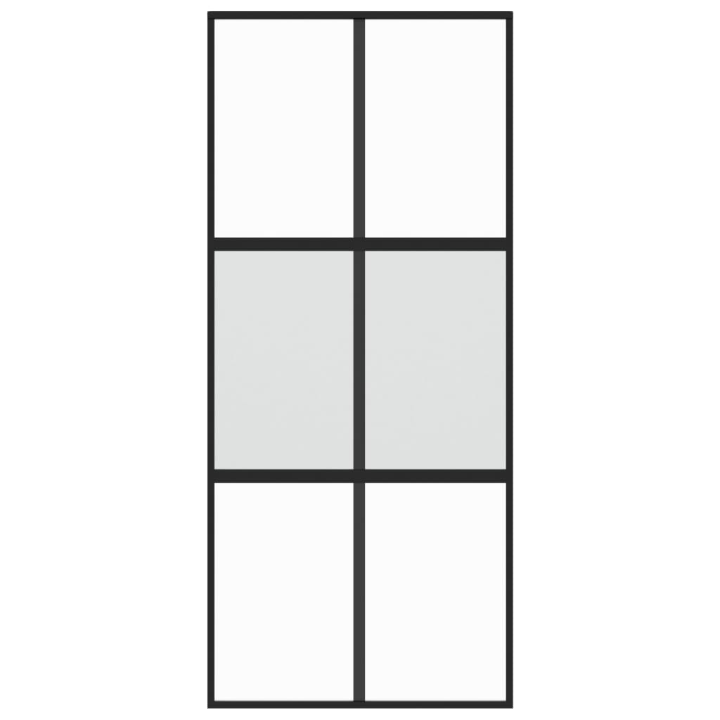 vidaXL Συρόμενη Πόρτα Μαύρη 90 x 205 εκ. από Ψημένο Γυαλί & Αλουμίνιο