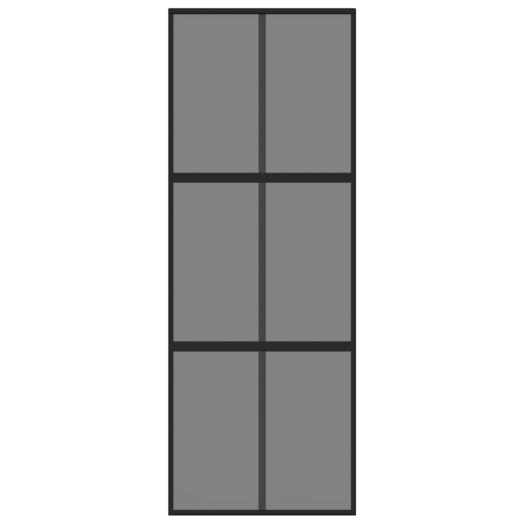 vidaXL Συρόμενη Πόρτα Μαύρη 76 x 205 εκ. από Ψημένο Γυαλί / Αλουμίνιο