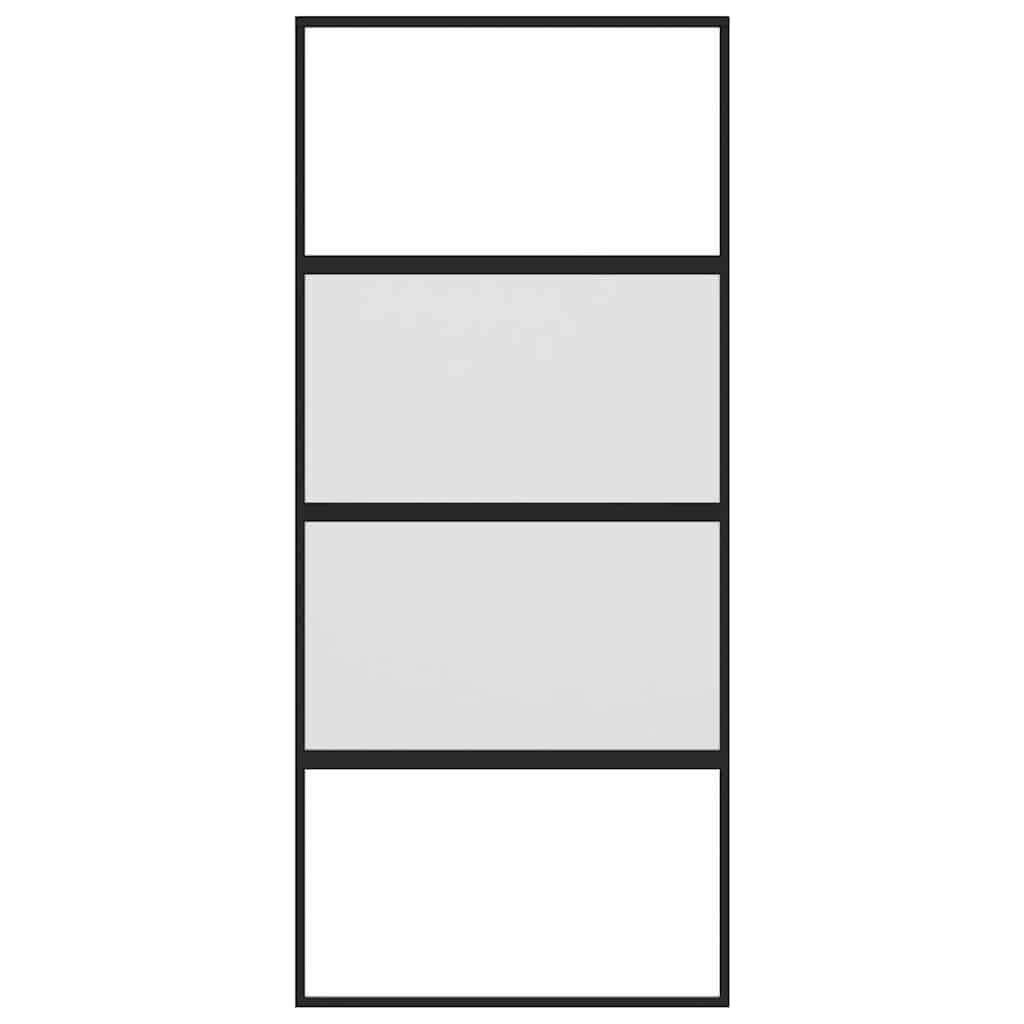 vidaXL Συρόμενη Πόρτα Μαύρη 90 x 205 εκ. από Ψημένο Γυαλί & Αλουμίνιο
