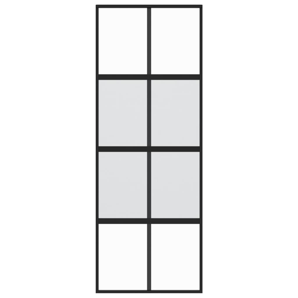 vidaXL Συρόμενη Πόρτα Μαύρη 76 x 205 εκ. από Ψημένο Γυαλί / Αλουμίνιο