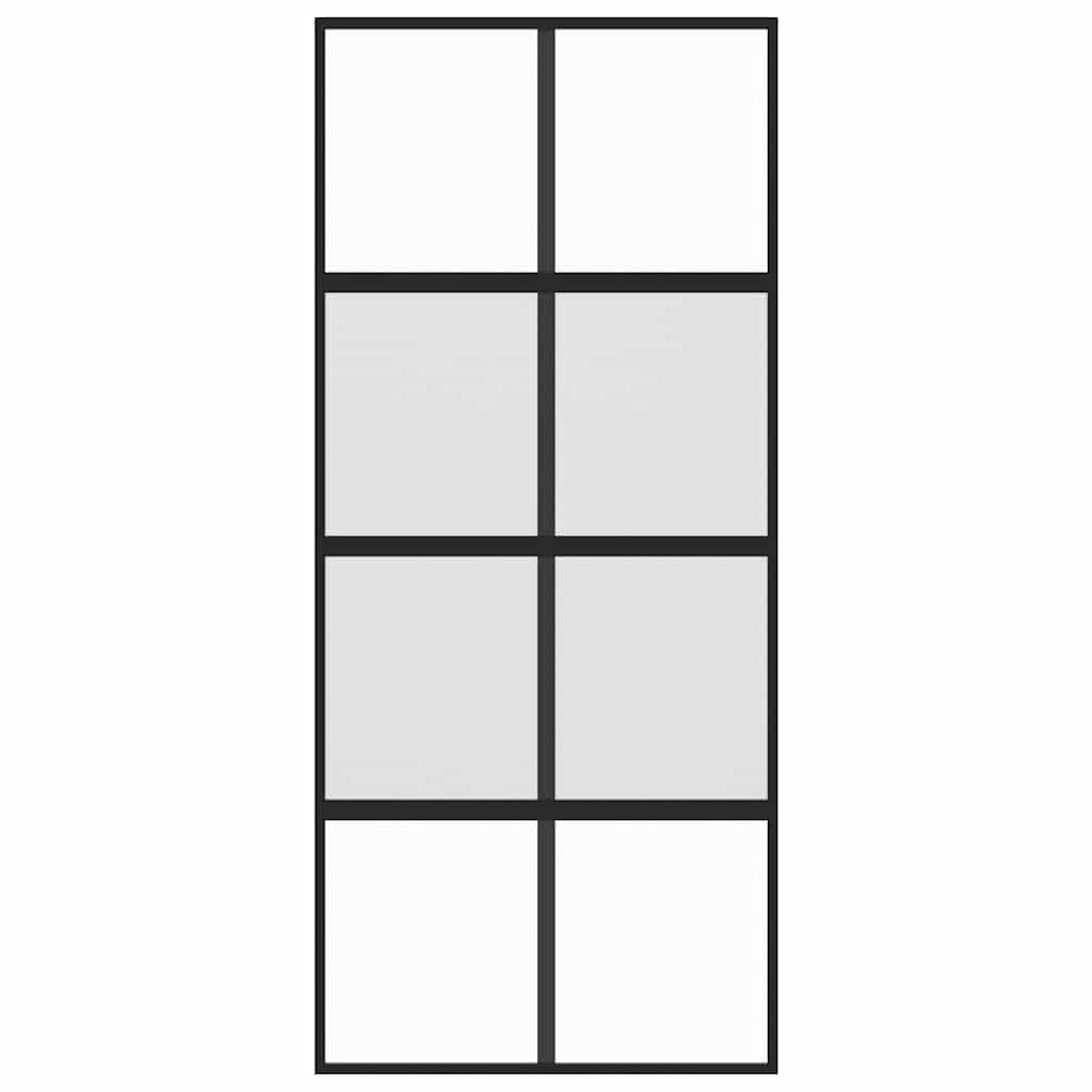 vidaXL Συρόμενη Πόρτα Μαύρη 90 x 205 εκ. από Ψημένο Γυαλί & Αλουμίνιο