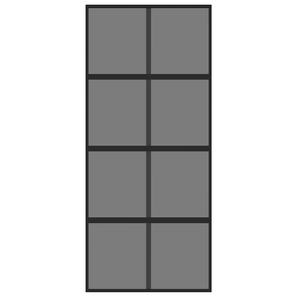 vidaXL Συρόμενη Πόρτα Μαύρη 90 x 205 εκ. από Ψημένο Γυαλί & Αλουμίνιο