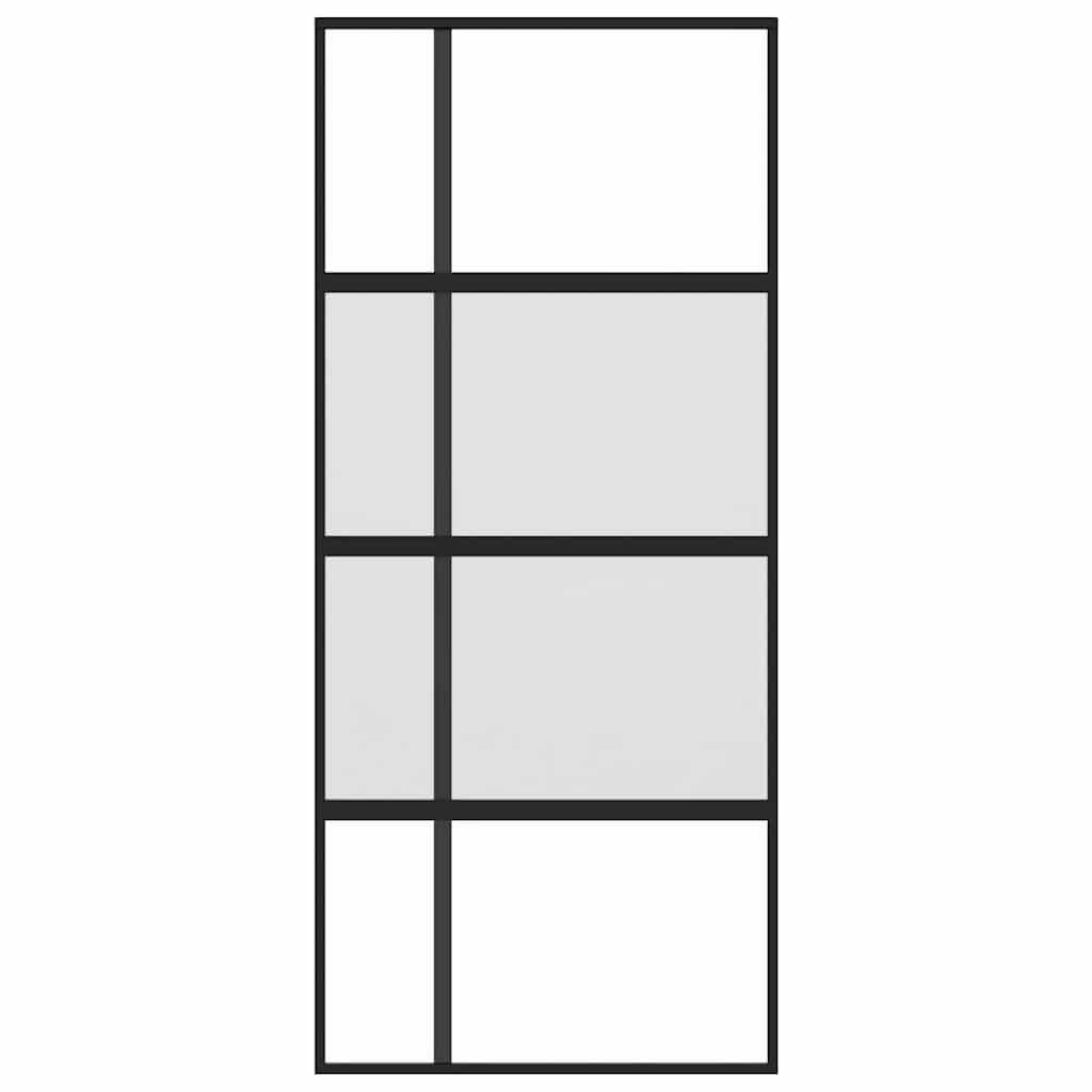 vidaXL Συρόμενη Πόρτα Μαύρη 90 x 205 εκ. από Ψημένο Γυαλί & Αλουμίνιο