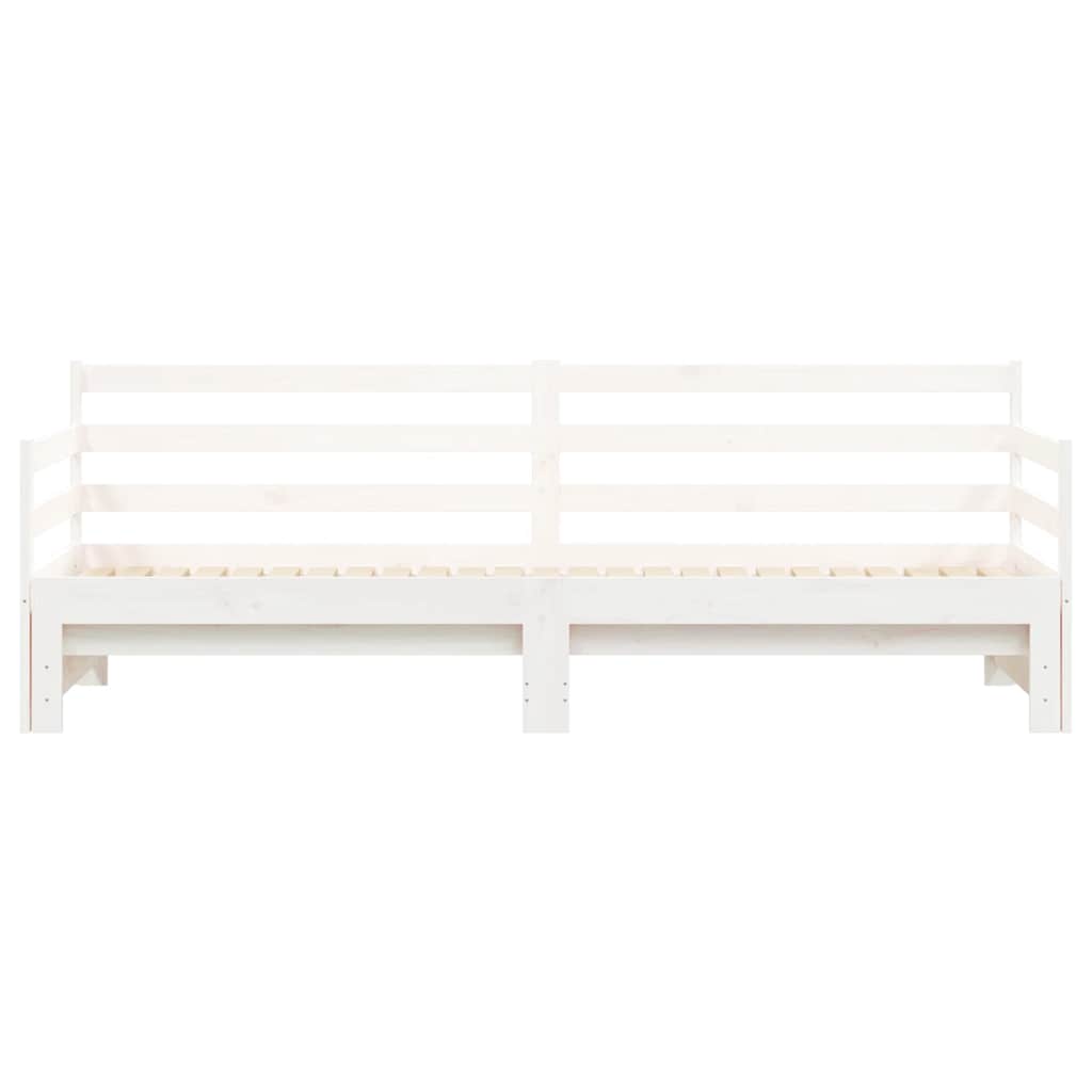 vidaXL Καναπές Κρεβάτι Συρόμενος Λευκός 90 x 190 εκ. Μασίφ Ξύλο Πεύκου