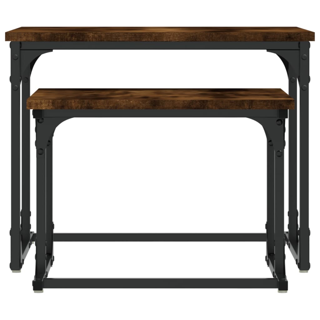 vidaXL Τραπεζάκια Ζιγκόν 2 τεμ. Καπνιστή Δρυς από Επεξεργασμένο Ξύλο