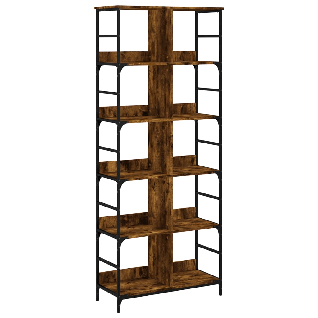vidaXL Βιβλιοθήκη Καπνιστή Δρυς 78,5x33x188,5 εκ. Επεξεργασμένο Ξύλο