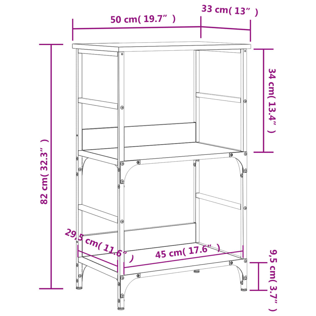 vidaXL Βιβλιοθήκη Καπνιστή Δρυς 50 x 33 x 82 εκ. από Επεξεργ. Ξύλο