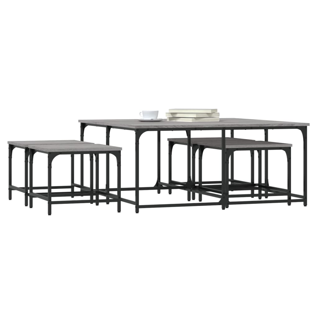 vidaXL Τραπεζάκια Ζιγκόν 5 τεμ. Γκρι Sonoma από Επεξεργασμένο Ξύλο